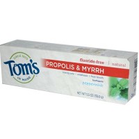 Tom's Of Maine Peppermint Fluoride Free with Propolis & Myrrh Toothpaste (6x5.5 Oz)