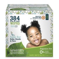 Seventh Generation Free And Clear Baby Wipes With Flip Top Dispenser (1X384 Ct)