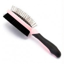 Iconic Pet Double Sided Brush (Bristle & Hard Pin) - Pink