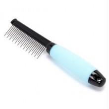 Iconic Pet Single Sided Pin Comb with Silica Gel Soft Handle(skip tooth) - Blue