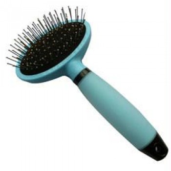 Iconic Pet Pin Brush with Silica Gel Soft Handle - Blue