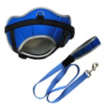 Reflective Adjustable Harness with Leash - Blue - XX-Small