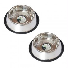 2 Pack Stainless Steel Non-Skid Pet Bowl for Dog or Cat - 8oz - 1 cup